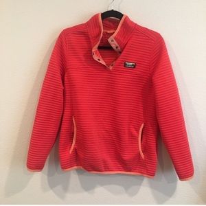 LL Bean size medium pink quarter snap pull over jacket with kangaroo pocket